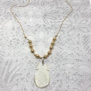 𝅺MoP Pineapple pendant Vintage Napier Necklace Upcycled